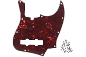 ROZILO Vintage Tortoise Jazz Bass Pickguard 10 Hole Guitar Pickguard for 4 String Fender Jazz Bass Modern Style