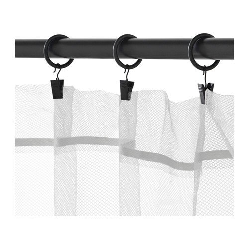 IKEA Gardinenringe SYRLIG mit Klemmen und Haken (schwarz, Ø 25 mm) - 3