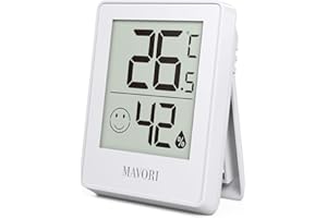 MAVORI® Ensemble Thermomètre Digital Intérieur | Thermomètre Hygromètre Précise De La Température| Thermometre Mural Interieur| Thermometre Analogique | Mini hygromètre digital (Blanc)