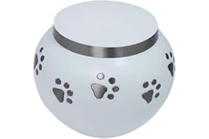 Royal Rapture Urn For Ashes Memorial Funeral Cremation Love Urns decorativePaw Engraved Jar |Pet Dog Cat| (White, 6") RPJM01-05