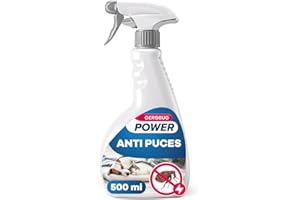 Gerobug Spray Anti Puces Chat & Chien 500 ML - Très Efficace et Non Tachant - Spray Anti Puces Maison pour Meubles et Textiles - Utilisable en Présence de Chats et Chiens