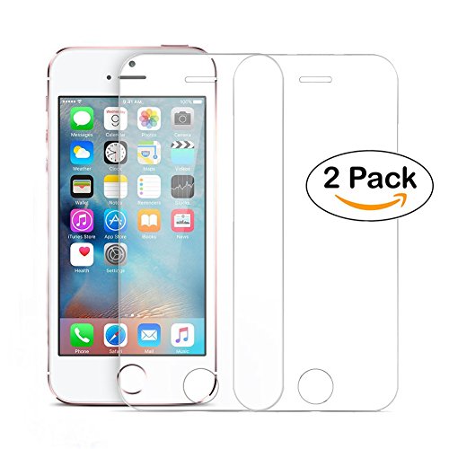iPhone SE Screen Protector [2 Pack], UCMDA [Ultra Clear] Genuine Tempered Glass Screen Protector Guard Cover for Apple iPhone SE / iPhone 5S / iPhone 5C / iPhone 5 9H Hardness and Easy Bubble-Free Installation