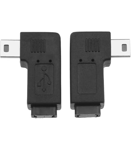 SYSTEM-S Adattatore USB Angolato 90° Sinistro - Da Micro USB Femmina A Mini USB Maschio, Convertitore Plug And Play Per Cavi E Dispositivi