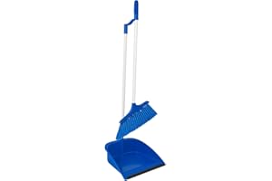 BEST HOUSE ANOTHER FINE PRODUCT Best House | Dustpan and Brush Set | Long Handled | Blue | 1-Set | Upright Large Dustpan and Broom Combo Set | for Household Cleaning, Sweeping Brush for Home, Kitchen, Office, Lobby