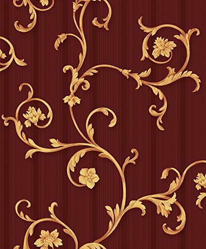 Vinyltapete Tapete Barock Retro # rot/gold # Fujia Decoration # 22522