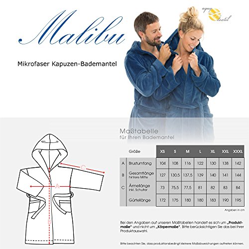Bademantel mit Kapuze für Damen & Herren, Morgenmantel alle Größen viele Farben, weich und super flauschig, Coral-Fleece, aqua-textil Sauna-mantel lang Serie Malibu - 5