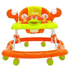 Baybee Louis Round Baby Walker for Kids with 3 Position Height Adjustable Kids Walkers,Fun Musical Toy Bar Rattles Toys Ultra Soft Seat&Activities for Babies Child 6 Months to 2 Years (Orange)