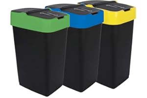 Spetebo Kosz na śmieci z uchylną pokrywą, zestaw 3 sztuk, 60 l, kosz na śmieci