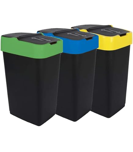 Poubelle De Tri Intérieur Polymax 40L Grise - 3 Compartiments (13L Chacun), Couvercles Colorés, Design Compact ! - 5