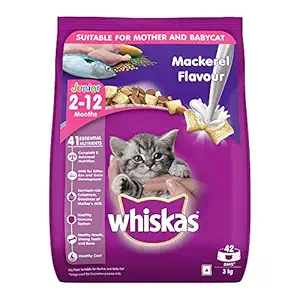 Whiskas Dry Cat Food for Mother and Babycat, Mackerel Flavour, 3 kg