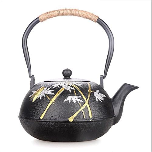 Japanese Cast Iron Teapot Bright Uncoated Bamboo Pattern Burning Iron Teapot 1.2L