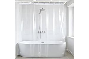 ANSIO ARVO Clear Shower Curtain 180 x 180 cm (71 x 71 Inch) | Peva Waterproof & Anti-Mould Bathroom Curtain – Transparent Shower Curtain Liner – Hooks Not Included