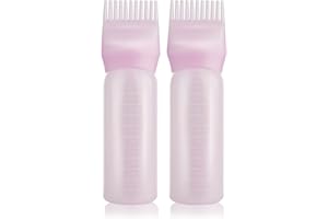 HBAID Lot de 2 Flacons Applicateurs de Teinture pour Cheveux Bouteille Peigne Racine avec Graduée,Bouteille de Teinture de Cheveux pour la Coloration,Applicateur De Bouteille À Cheveux Avec Pinceau (Rose)