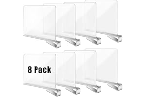 Okydoky Acrylic Shelf Dividers for Closet, Wood Closets Shelf Separator and Organizer, Transparent Closet Organizer Divider for Kitchen Cabinets, Bookcases(8p,UK)