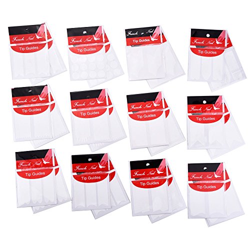 eBoot Nagelkunst Zubehör Sticker Nagel Tip Guides Aufkleber Set mit Verschiedene Formen, 24 Stück