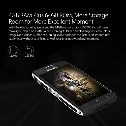 Blackview BV7000 PRO 5.0'' FHD Rugged Smartphone IP68 impermeabile/resistente/antiurto cellulare da lavoro con GPS/GLONASS/OTG/Fingerprint, 4G Android 6.0/4GB RAM 64GB ROM/Batteria 3500mAh/Dual SIM