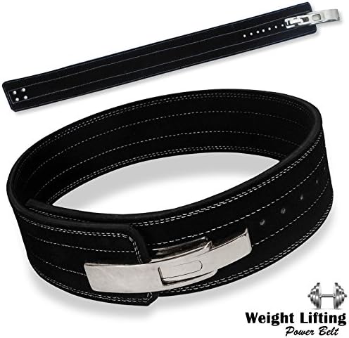 Weight Lifting Power Belt NUBUCK Leather Belt Chrome Closure Lever Back Support L