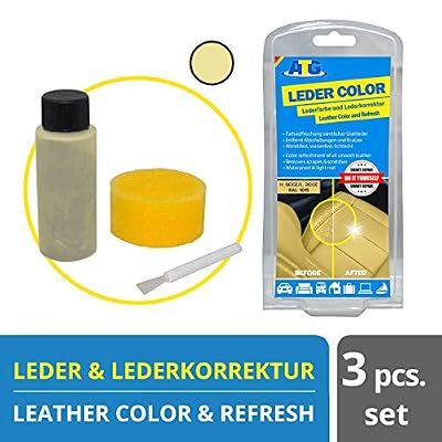 ATG Kits de Réparation et Teinture Pour Cuir et Simili Cuir - Entretien Pour Siège et Volant de Voiture, Canapé, Chaussure, Veste et autre Vêtements - Couleur BEIGE CLAIR
