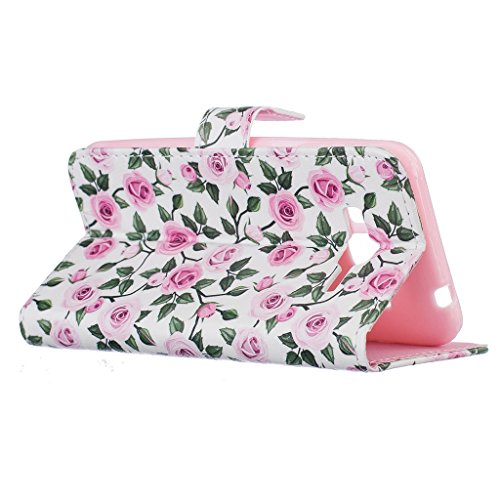 Samsung Galaxy J3 2015 Model/J3 2016 Model/J310 Hülle [Bildschirmschutz aus gehärtetem Glas], Grandoin Retro Leder Foliant Stoßabfangende Hülle, exzellente Qualität buntes elegantes Muster Design Premium PU Verschluss genaue Passform Riemen-Leder Geldbörse schützende Schnapp-Hüllen-Abdeckung für Samsung Galaxy J3 2015 Model/J3 2016 Model/J310 mit [Kreditkarten Einschub] Ständer Funktion - 3