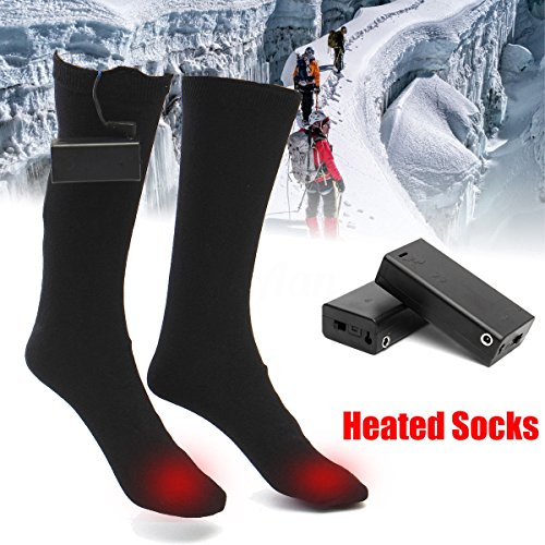 Preisvergleich Produktbild Zooarts 1 Paar beheizte Socken, batteriebetriebene Fußwärmer, heiße Stiefel, elektrische Heizung, Schwarz , M