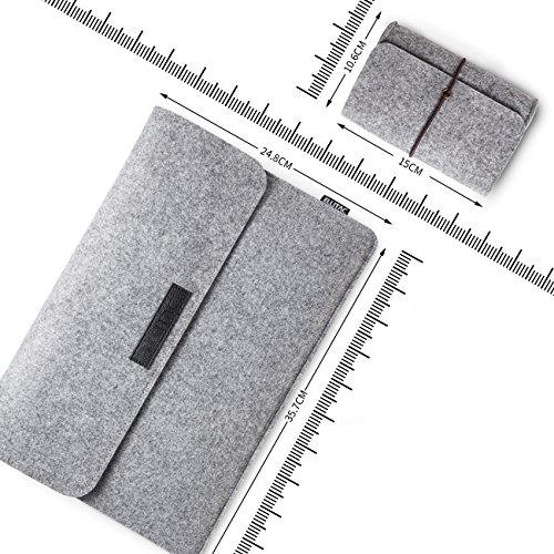 Ellitac Schutzhülle Tasche für Apple 13,3 Zoll Macbook Air / Pro Retina, 12,9 Zoll iPad Pro Filz Sleeve Hülle Ultrabook Laptop Tasche Schale Farbe: Grau - 3