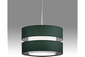 K LIVING Layer Fabric Ceiling Light Shade Pendant Forrest Green