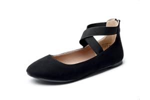 DREAM PAIRS Strappy Ballerinas Women's Elegant Women's Shoes with Elastic Cross Strap and Zip Non-Slip Sole for Everyday Stylish Outfits