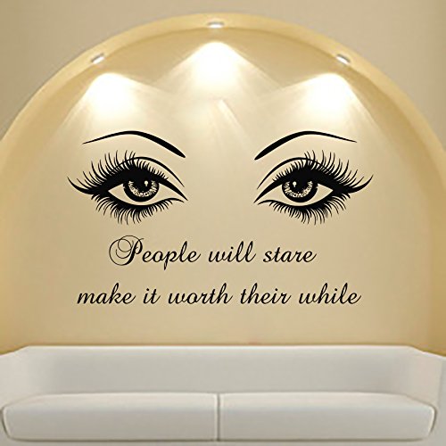 Wall Decal Quote Beauty Salon Make-Up Girl Woman Decals Vinyl Sticker Wall Decor Bedroom Window Art Mural (MN808) (48cmTall x 85cmWide)