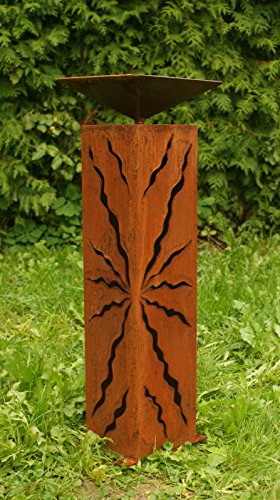 Rostsäule 60cm mit Muster zum Beleuchten Gartendeko Rostdeko Dekofigur