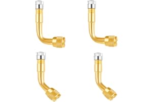 XPOOS 4 Pack Valve Extension, Tyre Valve Extension Adapter Valve Stem Adapter 90 &135 Degree Brass Air Tire Stem Extension for Car Motorcycle Bike Truck RV's Scooter with 4 Metal Caps