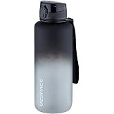 Uzspace 1500ml Mega Boy Soft Touch &Ccedil;ift Renk Motivasyon Tritan Su Matarası (Siyah-Beyaz)