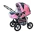 Lux4Kids Magnum 2 in 1 Pram Combi Stroller & Pushchair (rain cover, mosquito net, cup holder, changing pad, 47 colors) 18 Pink & Leopard