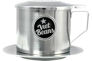 ‎VIETBEANS VietBeans vietnamesischer Kaffeefilter Vietnam Cafe Phin - Kaffeesieb - Kaffeepresse für 1 Kaffeetasse - Wiederverwendbar aus Edelstahl – 150 ml