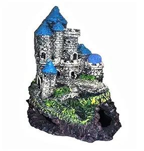 AQUAPETZWORLD Large Artificial Aquarium Castle Decoration Ancient Tower Ornament Fish Tank Rock Cave with Realistic Details Over 11.8 Inches High- Safe for Freshwater and Saltwater Tanks