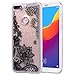 Produktbild Misstars Glitzer Hülle für Huawei Honor 7C / Y7 2018 / Y7 Prime 2018, Bling Pailletten Transparent Weich TPU Silikon mit Schwarz Blumen Malerei Muster Backcover Anti-Rutsch Kratzfeste Schutzhülle