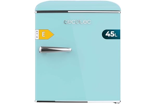 Cecotec Mini Nevera Frigorífico Retro Sobremesa 45L Bolero CoolMarket TT Origin 45 Blue. 55cm de Alto y 44,7cm de Ancho, Clase Energética E, Icebox y Tirador Cromado, Azul