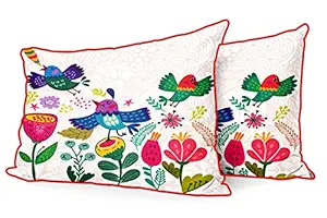 DreamVio Jute Fabric Printed Decorative Throw/Pillow Covers, Cushion Covers for Living Room, Bed Room, Sofa,Chairs,Pillow Cases, Pillow Covers Set of 2, Size 18x27 Inches Style110