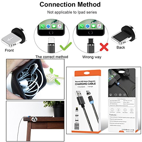 Magn  tique C  ble USB Lightning   USB C  Type C   Micro Charge Ultime Rapide   NO Synchro - 3 en 1 Nylon Tress   C  ble Chargeur en Aluminium pour iPhone  Samsung   Sauf S9     Nexus  Oneplus  Sony  Huawei  Nokia  New MacBook  ChromeBook Pixel  Nintendo Switch et d   autres appareils compatibles USB  1M noir 