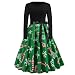 Produktbild TEBAISE Weihnachten Kleid Damen Vintage 50er Jahre Kleid Rockabilly Cocktail Abendkleid Festliches Kleid Lang Ärmel V Ausschnitt A Linie