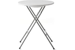 KG KITGARDEN - Table Pliante Portable multifonctionnelle, Ø60 x 74 cm, Ronde, Blanche