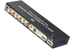 BRAVEKING1 5.1CH Audio-Decoder, DAC DTS AC3 FLAC APE 4K*2K HDMI-zu-HDMI-Extraktor-Konverter SPDIF ARC HD Dolby-Harddecodierung Atmos U-Disk HDMI Bluetooth 5.0 Glasfaser ARC Koaxialkabel