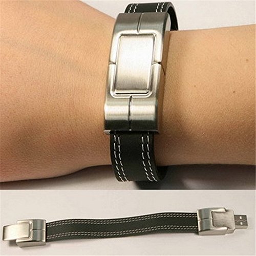 DaoRier USB-Stick 4GB / 8GB / 16GB Leder Armband Flashspeicher USB-Flash-Laufwerk 2.0 Speicherstick Flash Stick Schwarz, 16GB - 5