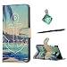 Produktbild Huawei Y6 II Compact / Huawei Y5 II Hülle, Alfort 3 in 1 Schutzhülle Leder Hülle Flip Wallet Fashion Design Dual Use Falten Premium PU Leder Tasche Case Cover Folio Mappen Kasten Abdeckung für Huawei Y6 II Compact / Huawei Y5 II / Huawei Y6 II Mini Smartphone Funktion Unterstützte Telefone mit Grüne Küste ( Farbe ) + Netter Staub Stecker + Alfort Schwarz Stylus Pen