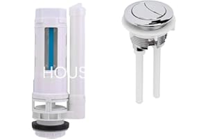 Housler® Dual Flush Toilet Cistern Valve, 2" Bottom Outlet Flush to fit 2 inch Bottom Outlet WC System. 17cm Long Push Long Button (38mm) Which can be Cut to Size