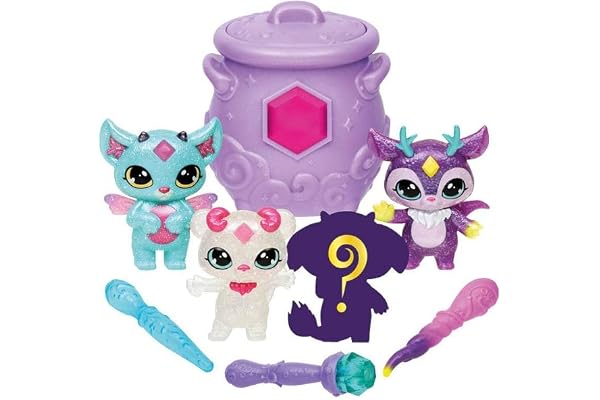 Magic Mixies - Mixlings - Méga Coffret Magique étincelant 4 Figurines, Baguette aux pouvoirs Magiques, pour Les Enfants à partir de 5 Ans