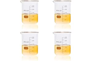 ULAB Scientific UBG1015 - Juego de vasos de precipitados de vidrio (250 ml, 3.3 borosilicato Griffin de forma baja con graduación impresa, 4 unidades)