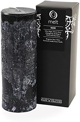 Melt Tall & Thin Rustic Scented Pillar Candles - Noir (Boxed) Black