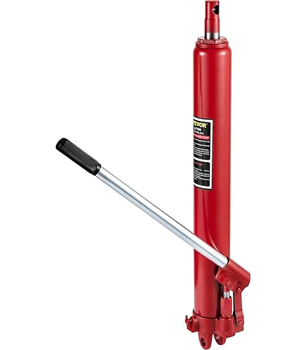 VEVOR Hydraulische lange ramenlift, 3 t capaciteit, met enkele zuigerpomp en vorkkopvoet, handmatige hefwerklift met handgreep, voor garage-/winkelkranen, motorhefbrug, rood