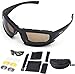 Produktbild Homme Sport Sonnenbrille,Polarisierte Gepolsterte Radbrille Motorradbrille Kopfband UV-Schutz 4 Wechselgläser Taktisch Schutzbrillen für Fahrrad, Moto,Skilaufen,Golf, Angeln ,Wandern,Laufen Klettern