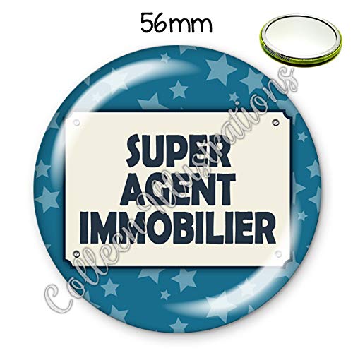 Miroir-de-poche-56mm-Super-agent-immobilier-ide-cadeau-anniversaire-nol-fte-divers-thmes-famille-ami-collgue-profession